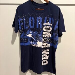 SeaWorld Shirt Large Orca Killer Whale Graphic Tee Orlando Unisex Wraparound AOP